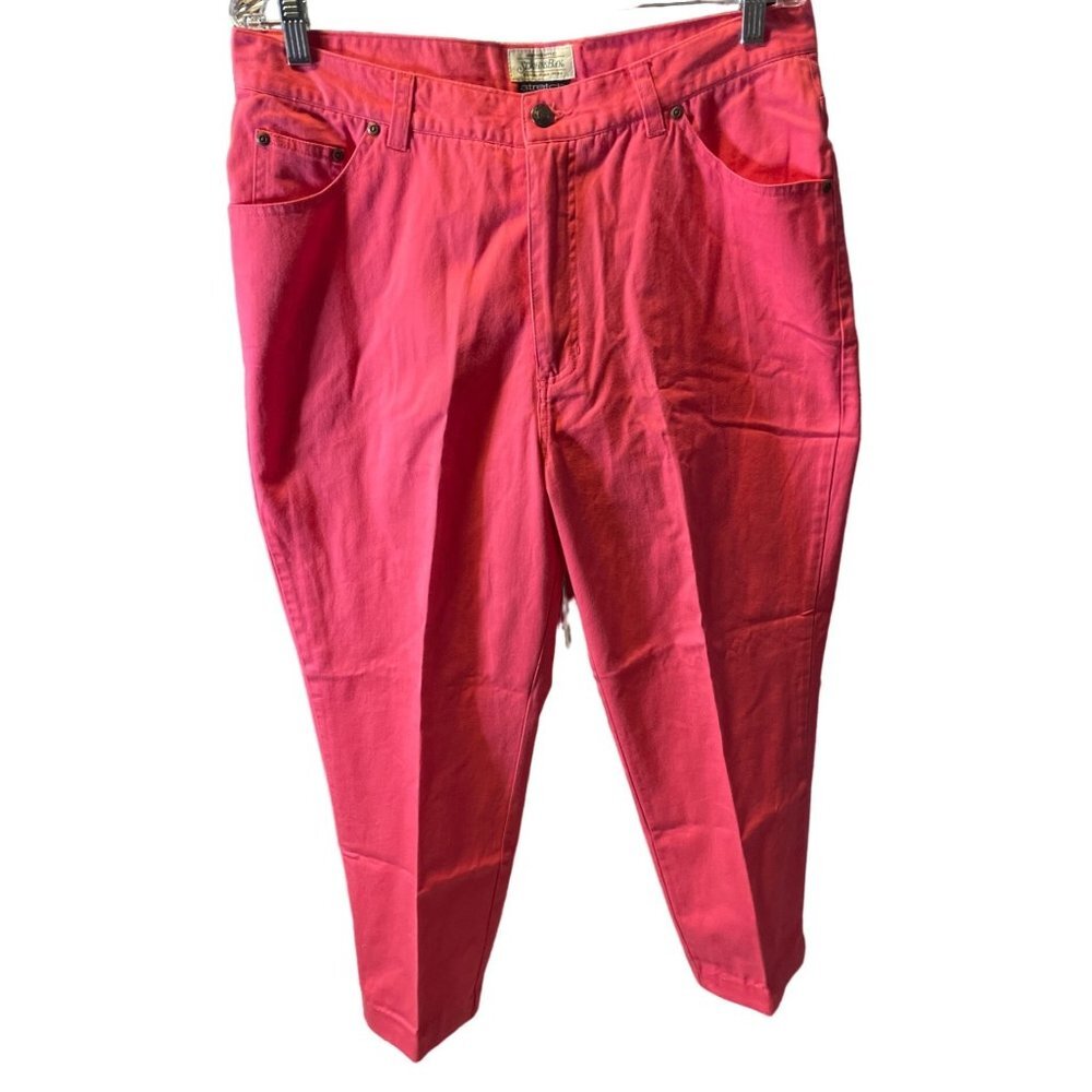 St John's Bay Pink Stretch Chino Capri Bottoms Pants SZ 16